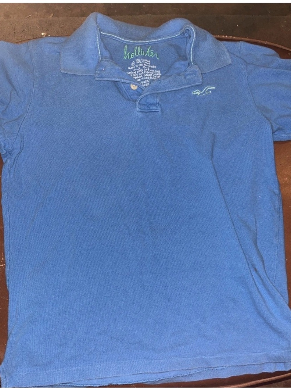 Y2K Hollister Men's Royal Blue Short-Sleeve Polo M